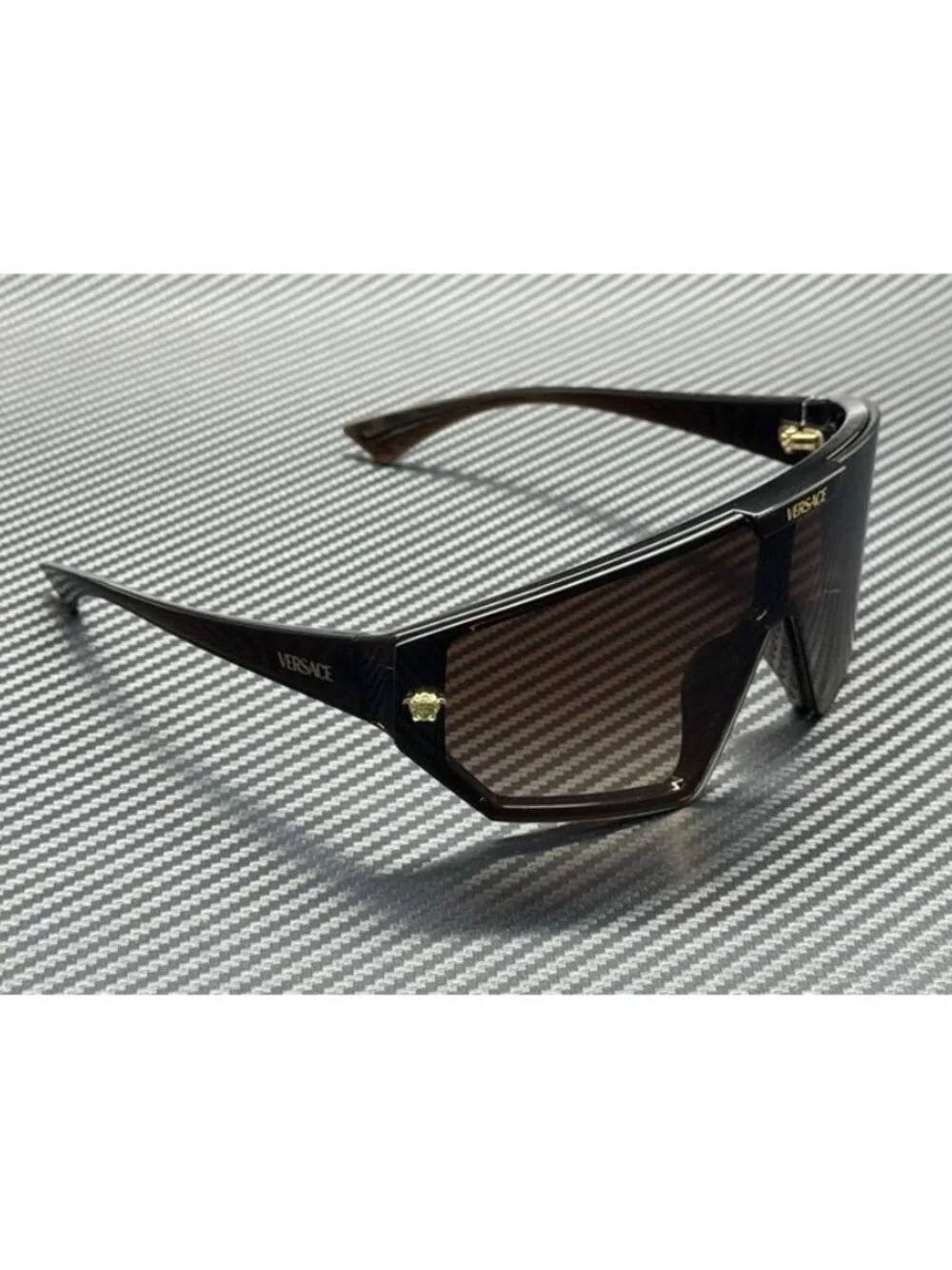 New Versace Men Transparent Brown Sunglasses 70-15-125